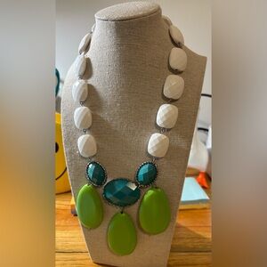 White, Teal, & Green Statement Necklace
